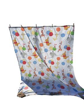Vintage Winnie The Pooh Balloon Print Twin Flat Sheet Cotton Disney Bedding